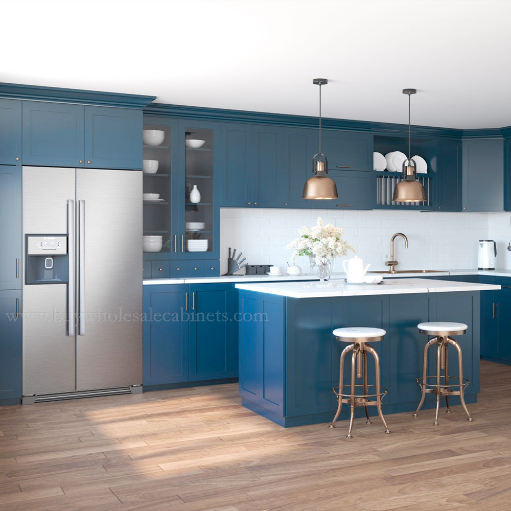 blue kitchen cabinets, rta cabinets, wholesale cabinets