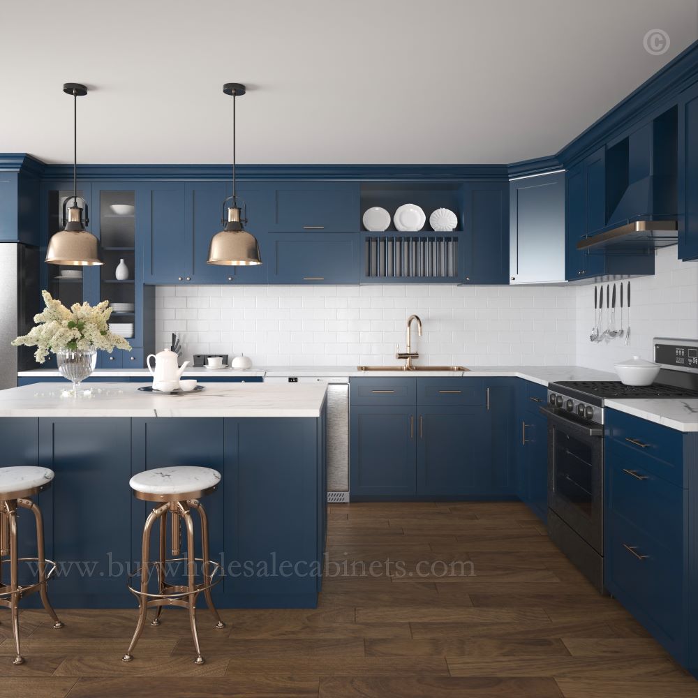 blue kitchen cabinets, rta cabinets, wholesale cabinets