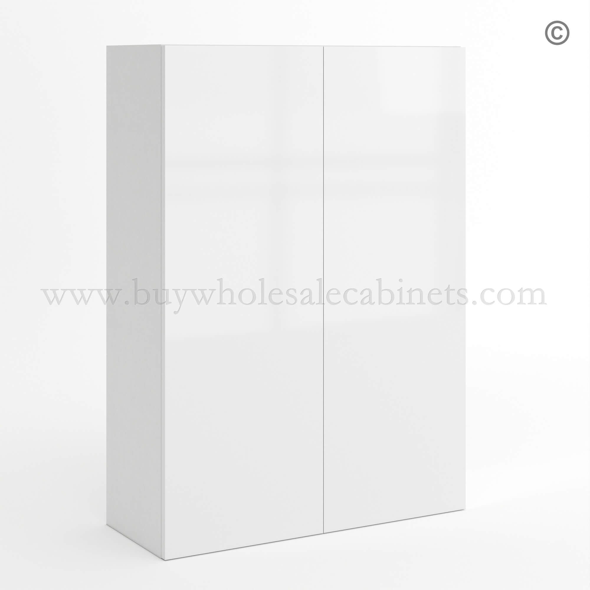 13-frameless-high-gloss-white-wall-cabinet-double-doors-42_h-closed Frameless Gloss White 42H Double Door Wall Cabinet, rta cabinets, white frameless cabinets