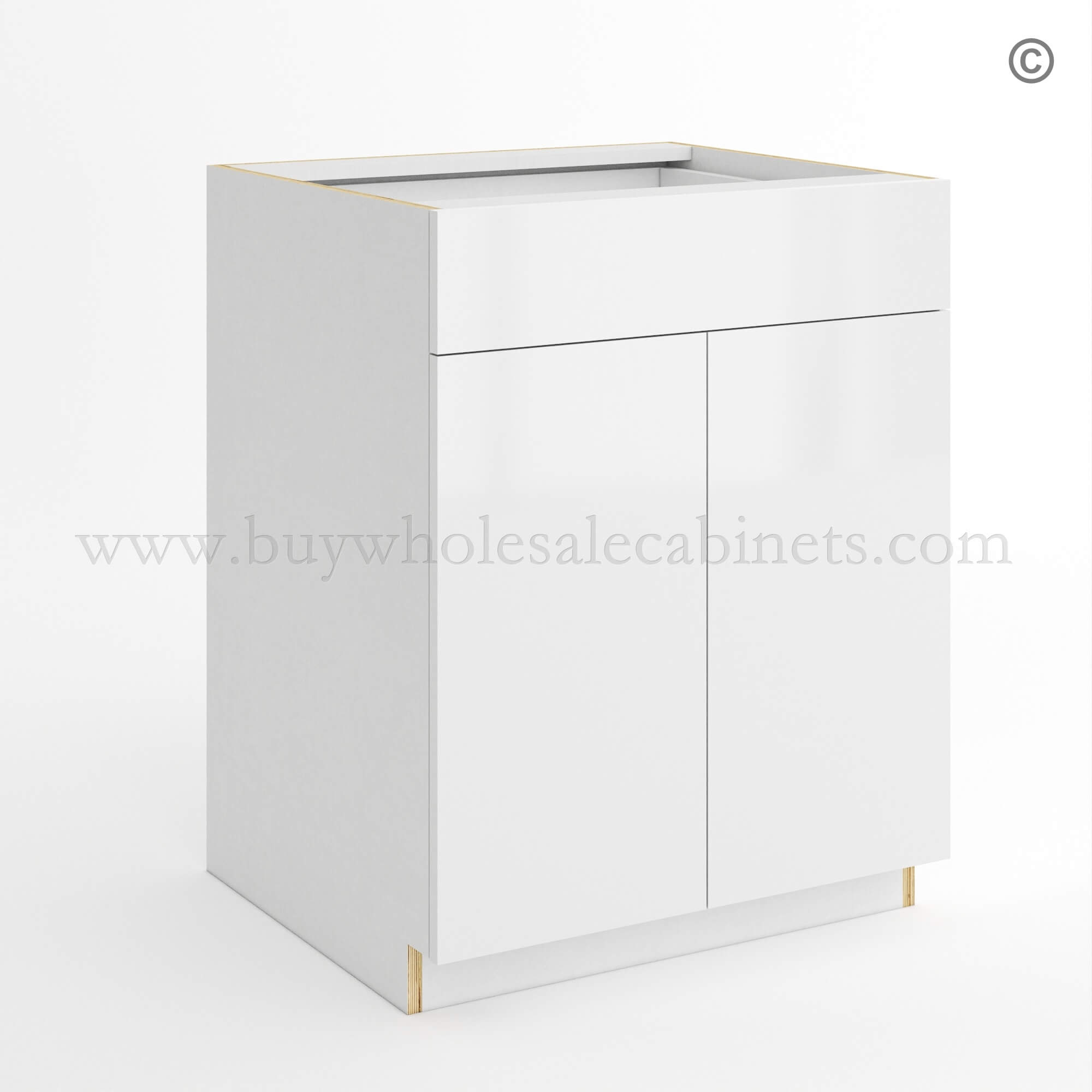 20-frameless-high-gloss-white-base-cabinet-double-doors-27_w-closed Frameless Gloss White Base Cabinet Double Door and Single Drawer - Image 1