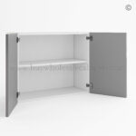 Frameless Gloss Gray Double Door Wall Microwave/Stove Bridge Cabinet 24'H - Image 2