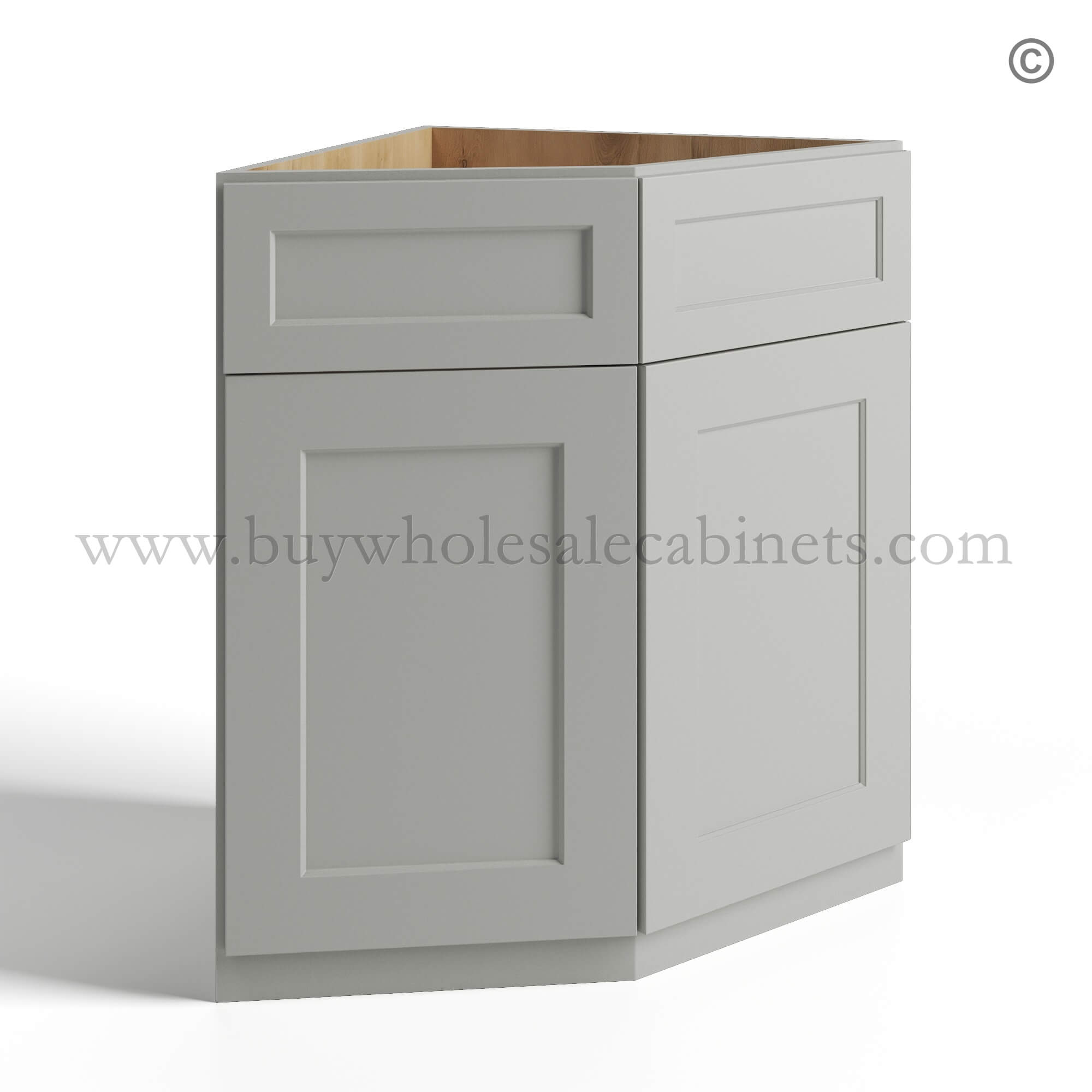 14 dorian-gray-shaker-base-end-corner-cabinet-with-two-doors-and-two-false-drawers-closed Dorian Gray Shaker Base End Corner Cabinet, rta cabinets, wholesale cabinets