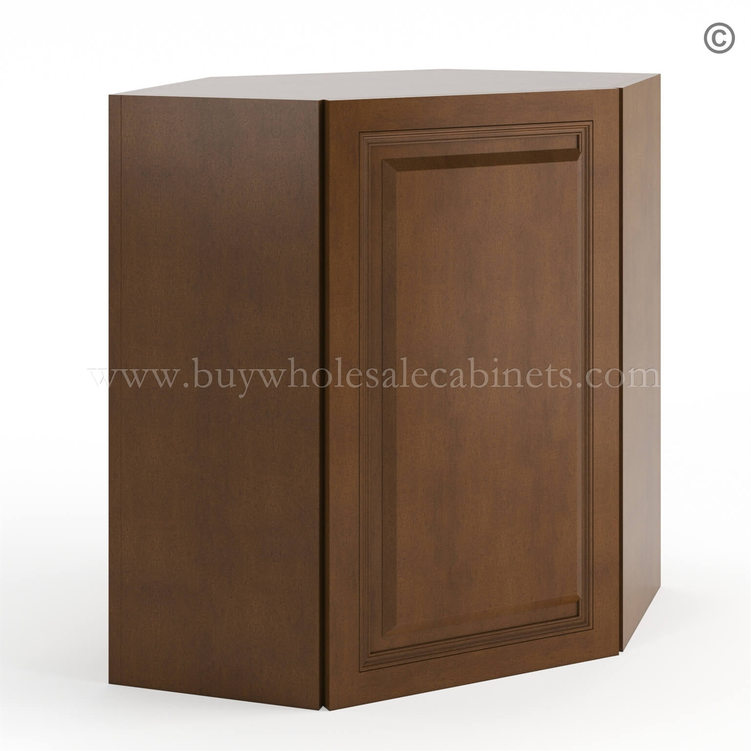 26-maduro-diagonal-corner-wall-cabinet-1-adjustable-shelf-closed Frameless Classic Chestnut 24" Wide Wall Diagonal Door - 1 Door, 1 Shelf - Image 1