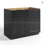 Charcoal Black Shaker Base Cabinet Double Doors & Double Drawer