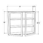 Pearl White Wall Mullion Door 30 with 2 Door 2 Shelves