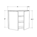 Pearl White 30 Tall Wall Cabinet with 2 Doors 2 Shelves