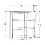 Pearl White Wall Mullion Door 36 with 2 Door 2 Shelves