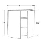 Pearl White 36 Tall Cabinet with 2 Doors and 2 Shelves