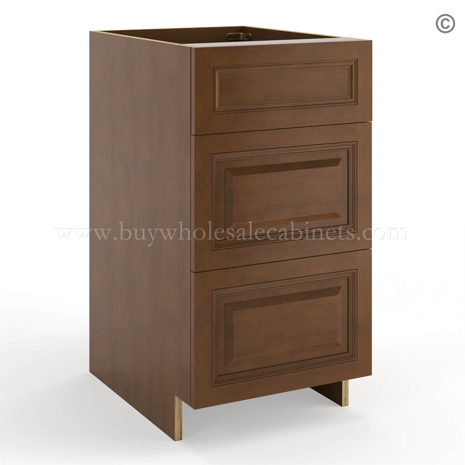 Frameless Classic Chestnut Base Drawer Cabinet