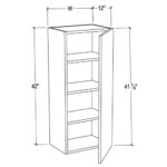 Pearl White 42 Tall Wall Cabinet with 1 Door 3 Shelves