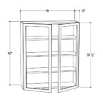 Pearl White Wall Mullion Door 42H with 2 Door 2 Shelves