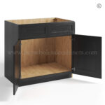 Charcoal Black Shaker Sink Base Double Door & Double False Drawer - Image 2