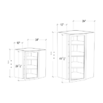 Pearl White Diagonal Mullion Door with 3 Shelves - No Glass