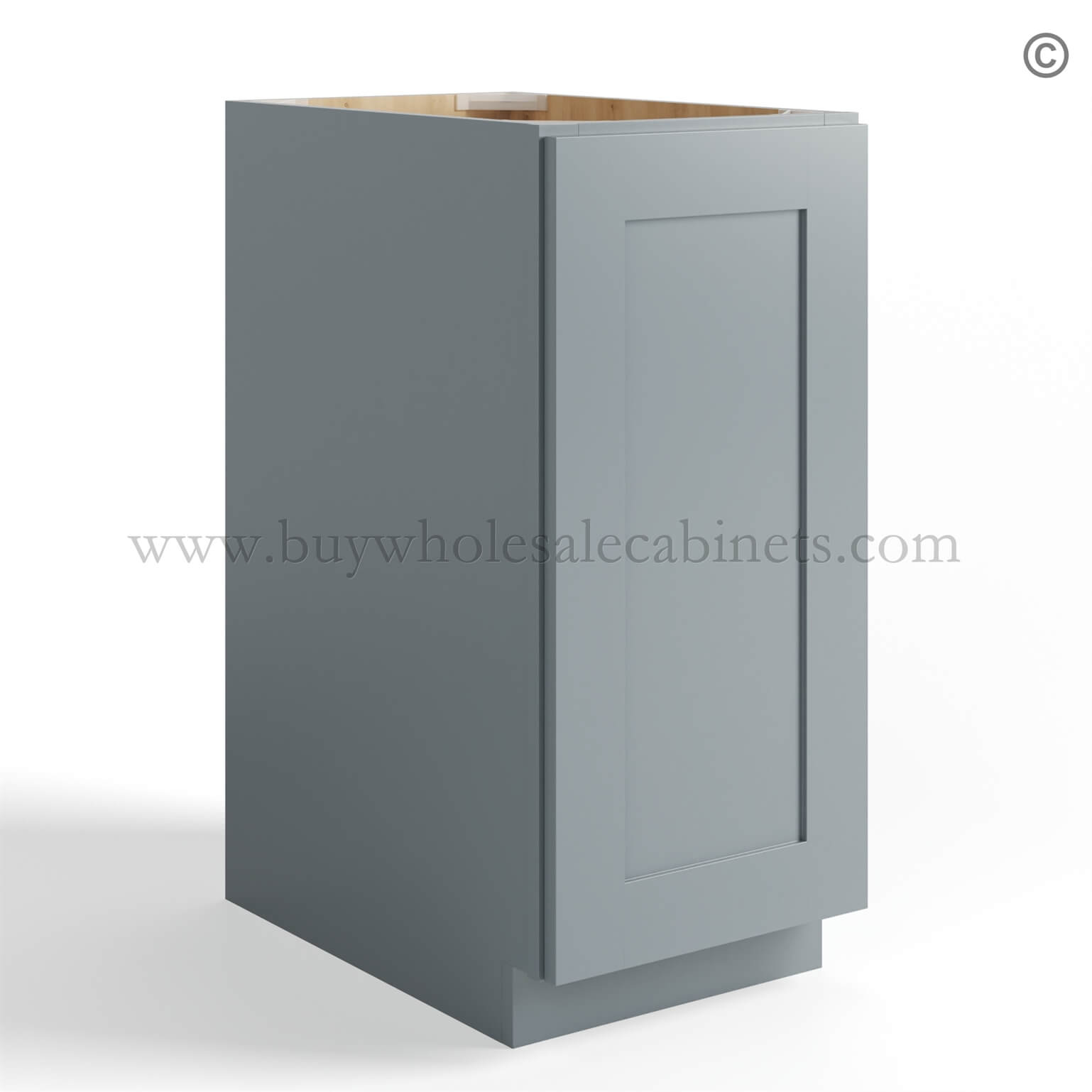 Gray Shaker Base Cabinet Single Door Full Height