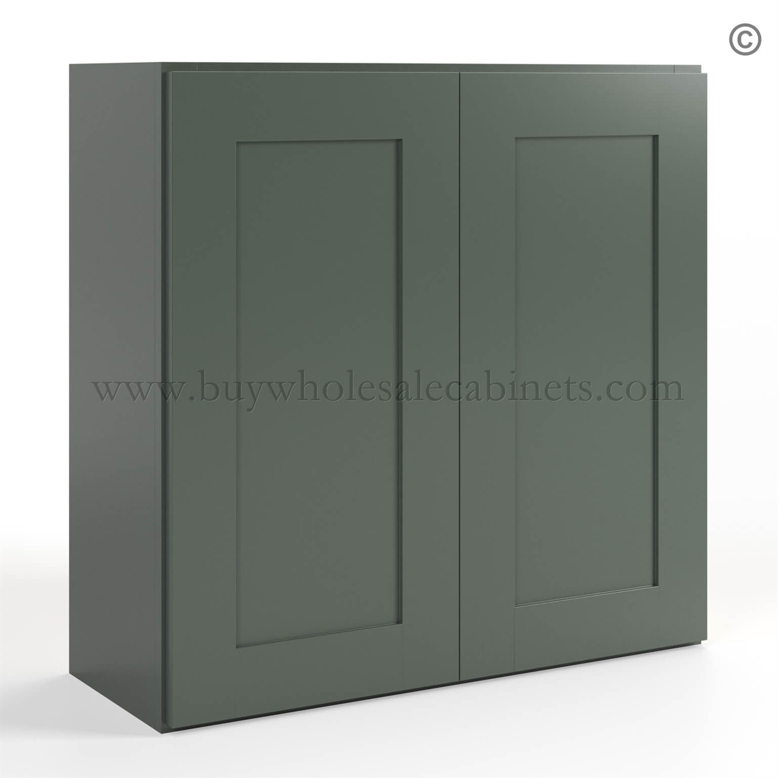 10-green-shaker-wall-cabinet-double-doors-30h-closed-finish-side Green Shaker 30 H Double Door Wall Cabinet, rta cabinets