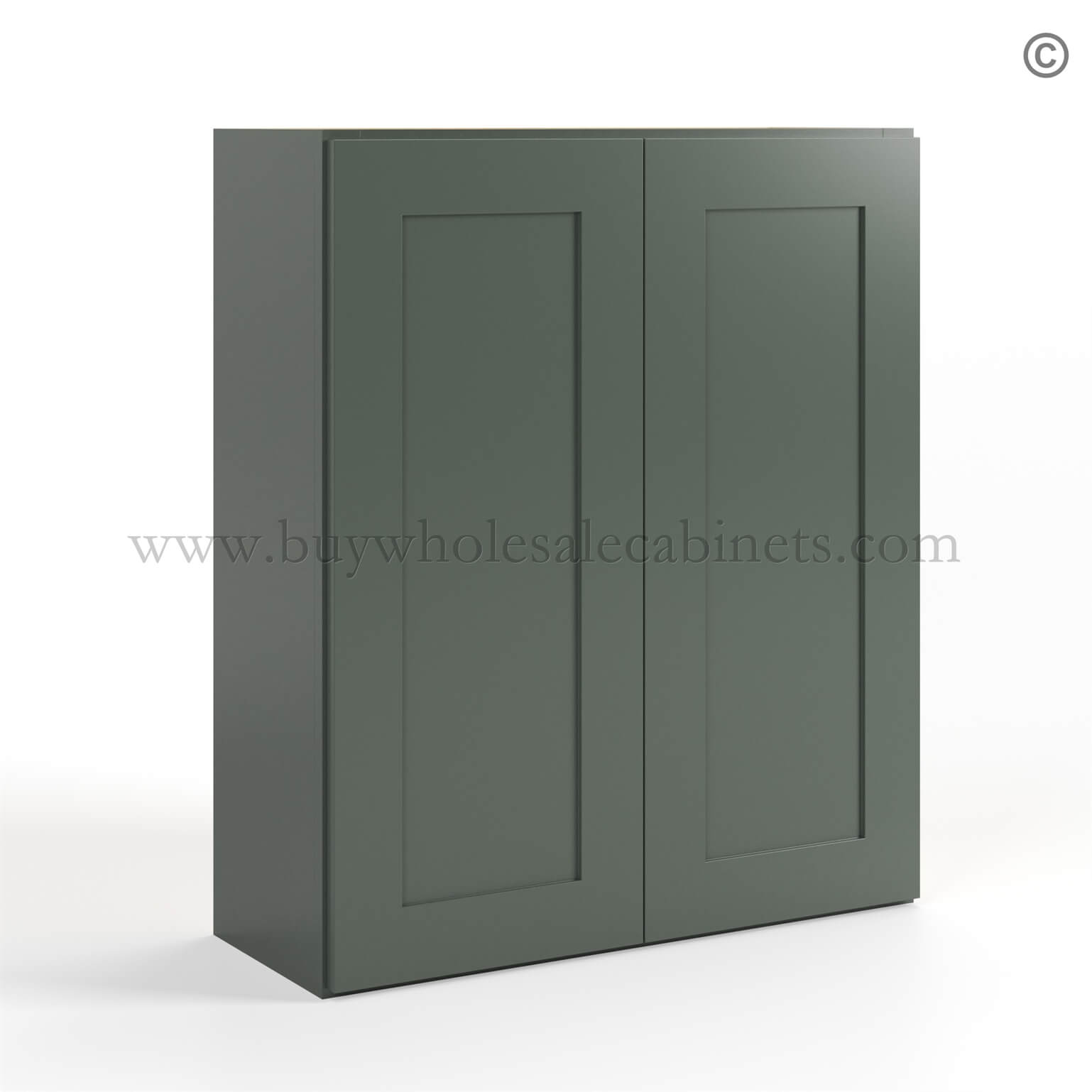 14-green-shaker-wall-cabinet-double-doors-36h-closed-finish-side Green Shaker 36 H Double Door Wall Cabinet, rta cabinets