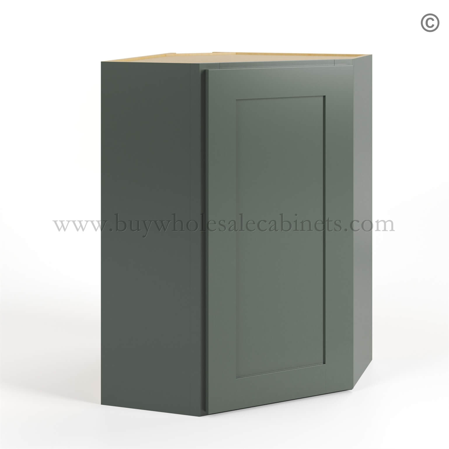Green Shaker 24 Diagonal Corner Wall Cabinet, rta cabinets