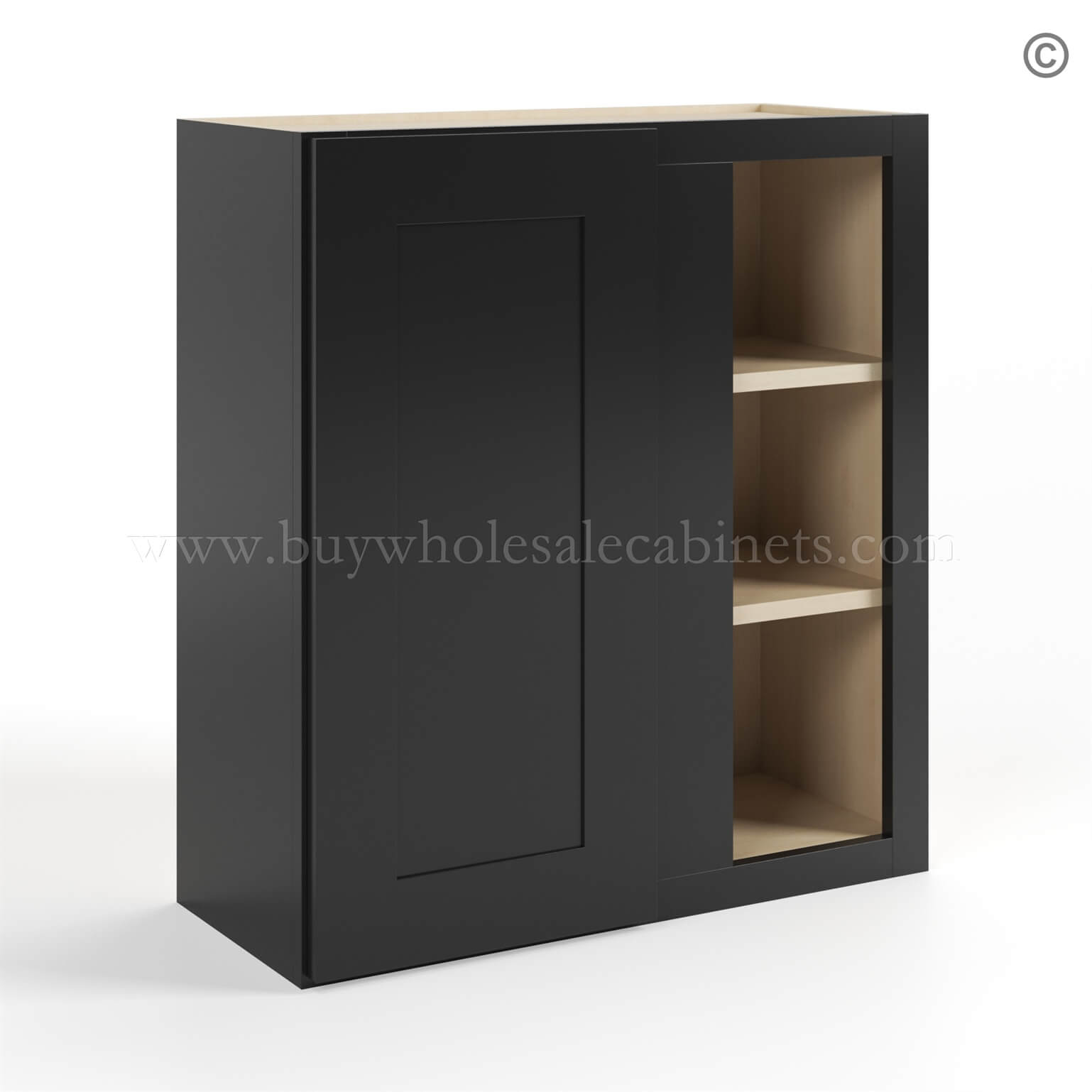 black Shaker 30 H Wall Blind Cabinet