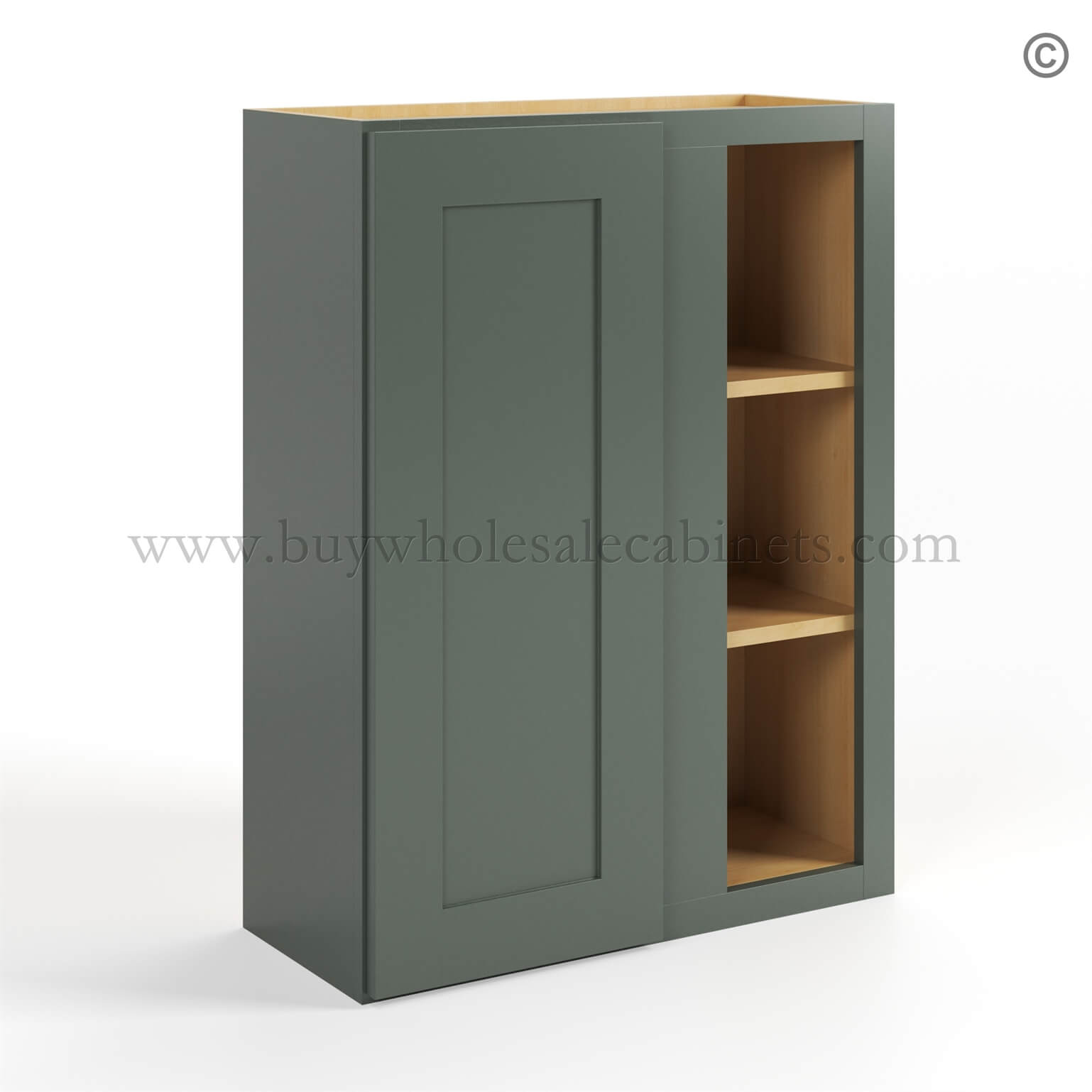 26-green-shaker-wall-blind-corner-cabinet-36h-closed-finish-side Green Shaker 36 H Wall Blind Cabinet, rta cabinet