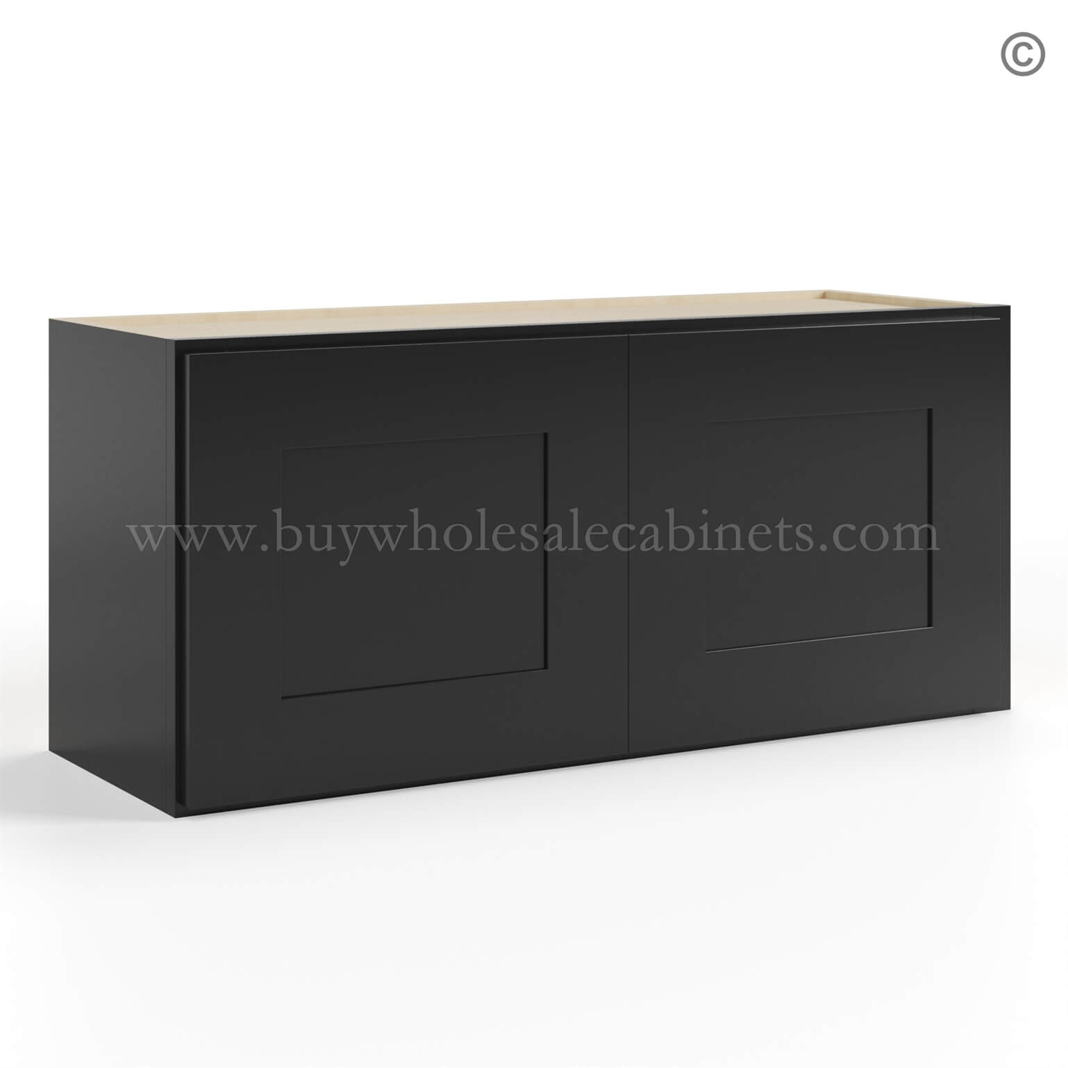 4-black-shaker-wall-cabinet-double-doors-15h-closed-finish-side black Shaker 15 H Double Door Wall Cabinet