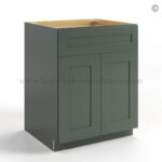 Green Shaker Base Cabinet with Double Doors & Single Drawer