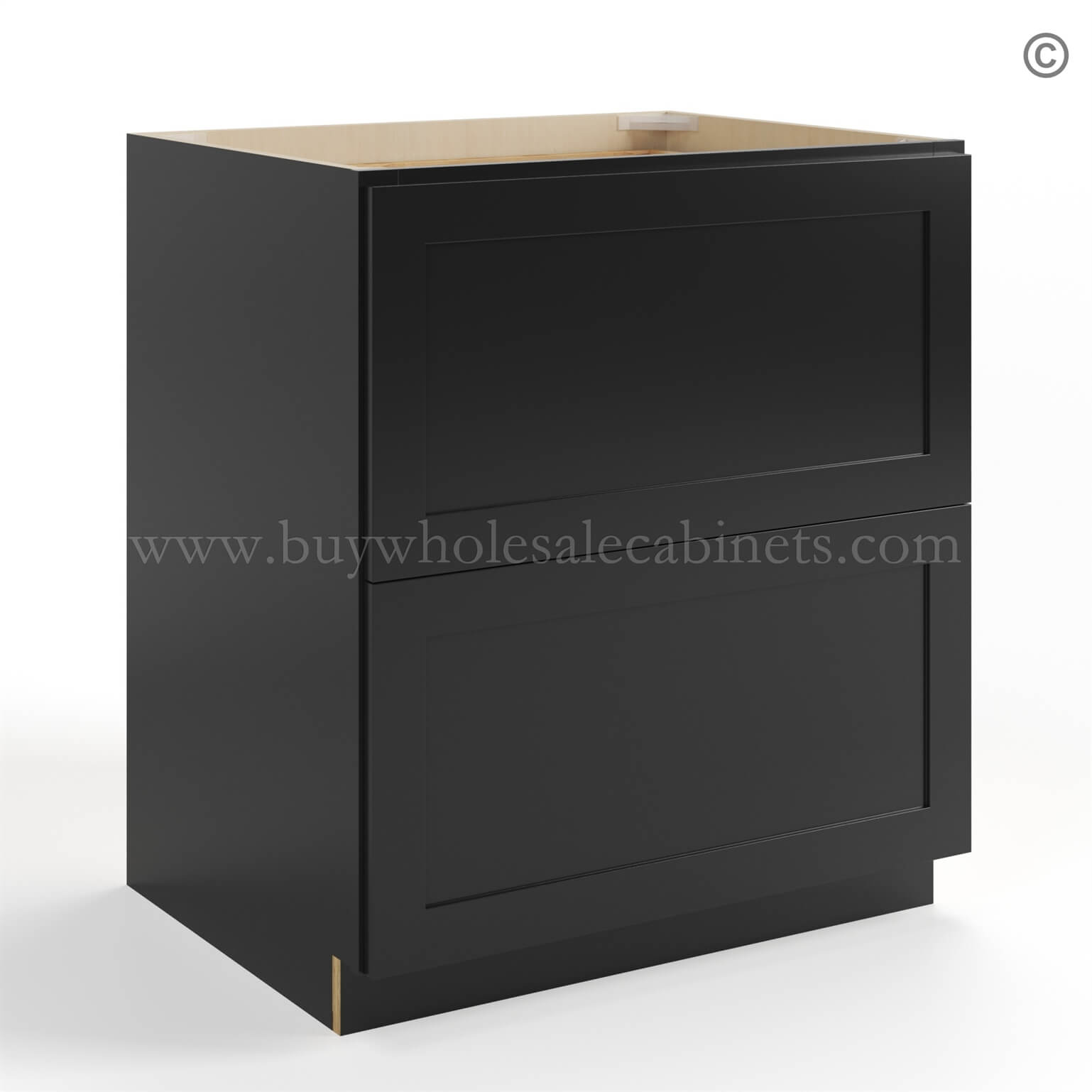48-black-shaker-two-drawer-base-closed-finish-side black Shaker Two Drawer Base