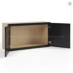 wall cabinets, black cabinets