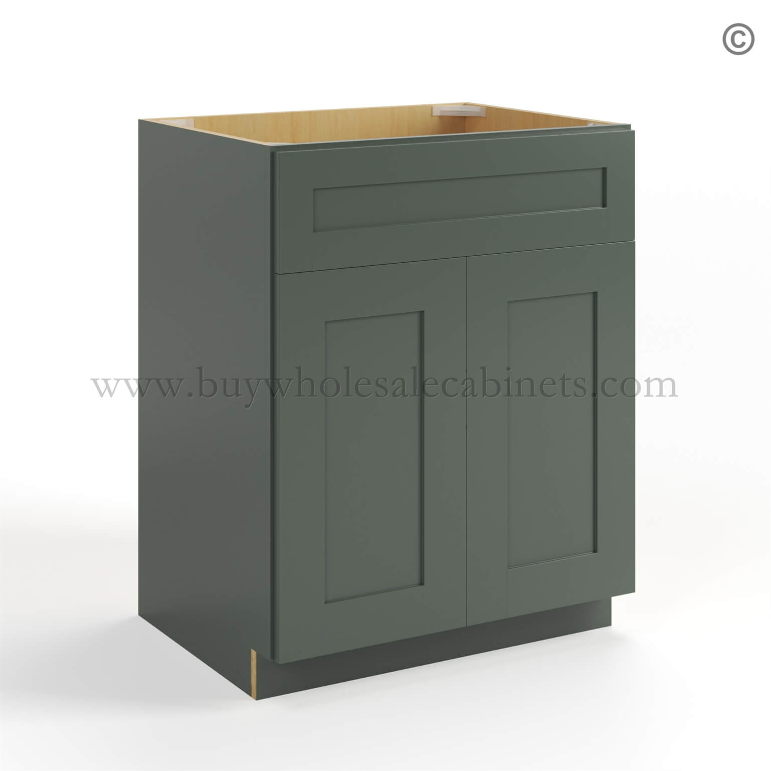 Green Shaker Sink Base 27, rta cabinets