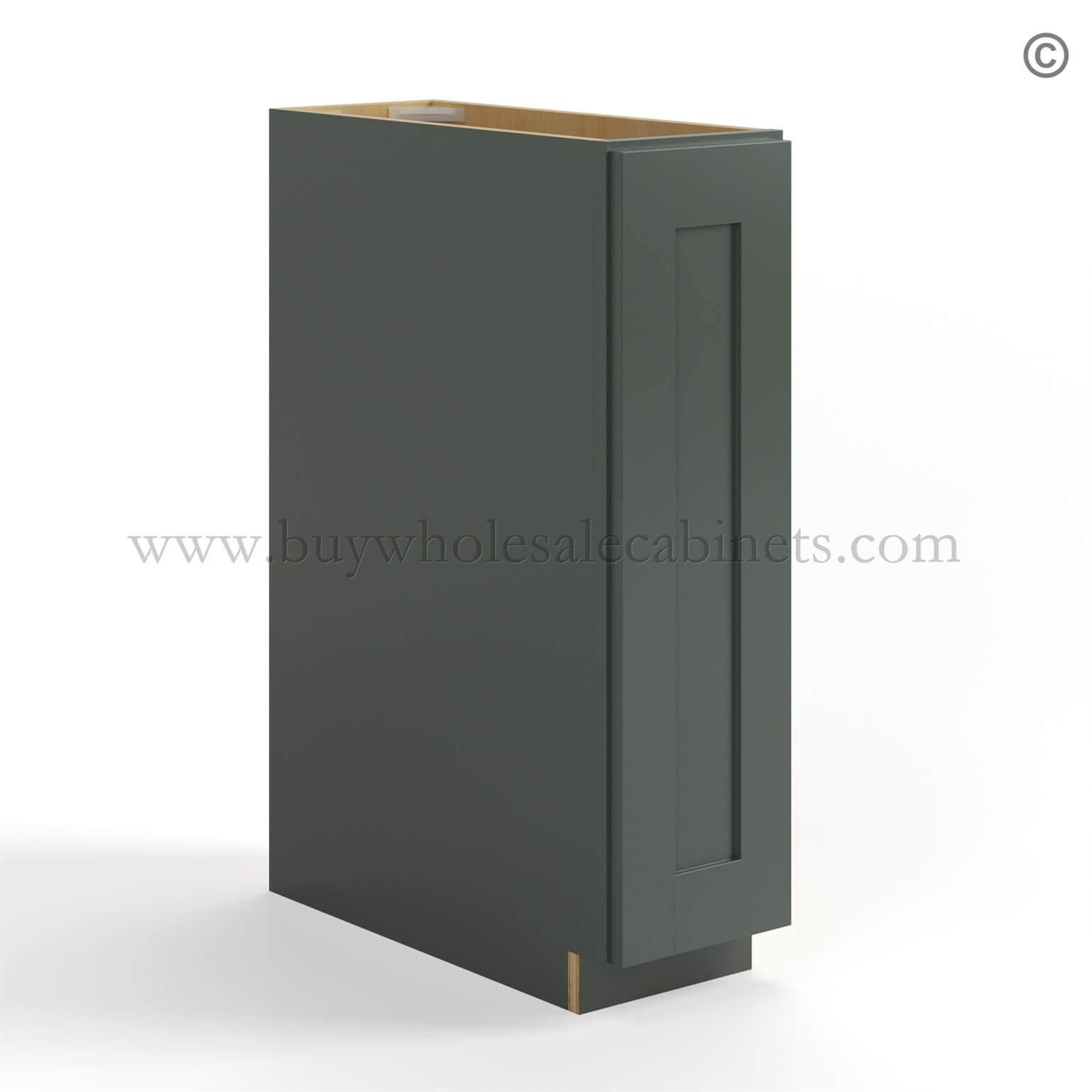 Green Shaker Spice Pull Base Cabinet, rta cabinets