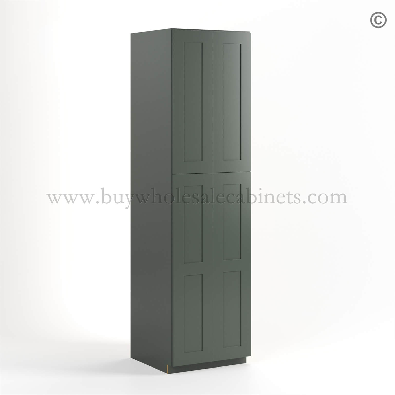 69-green-shaker-untility-pantry-24w-closed-finish-side (1) Green Shaker 24" W Utility Pantry Cabinet - Image 1