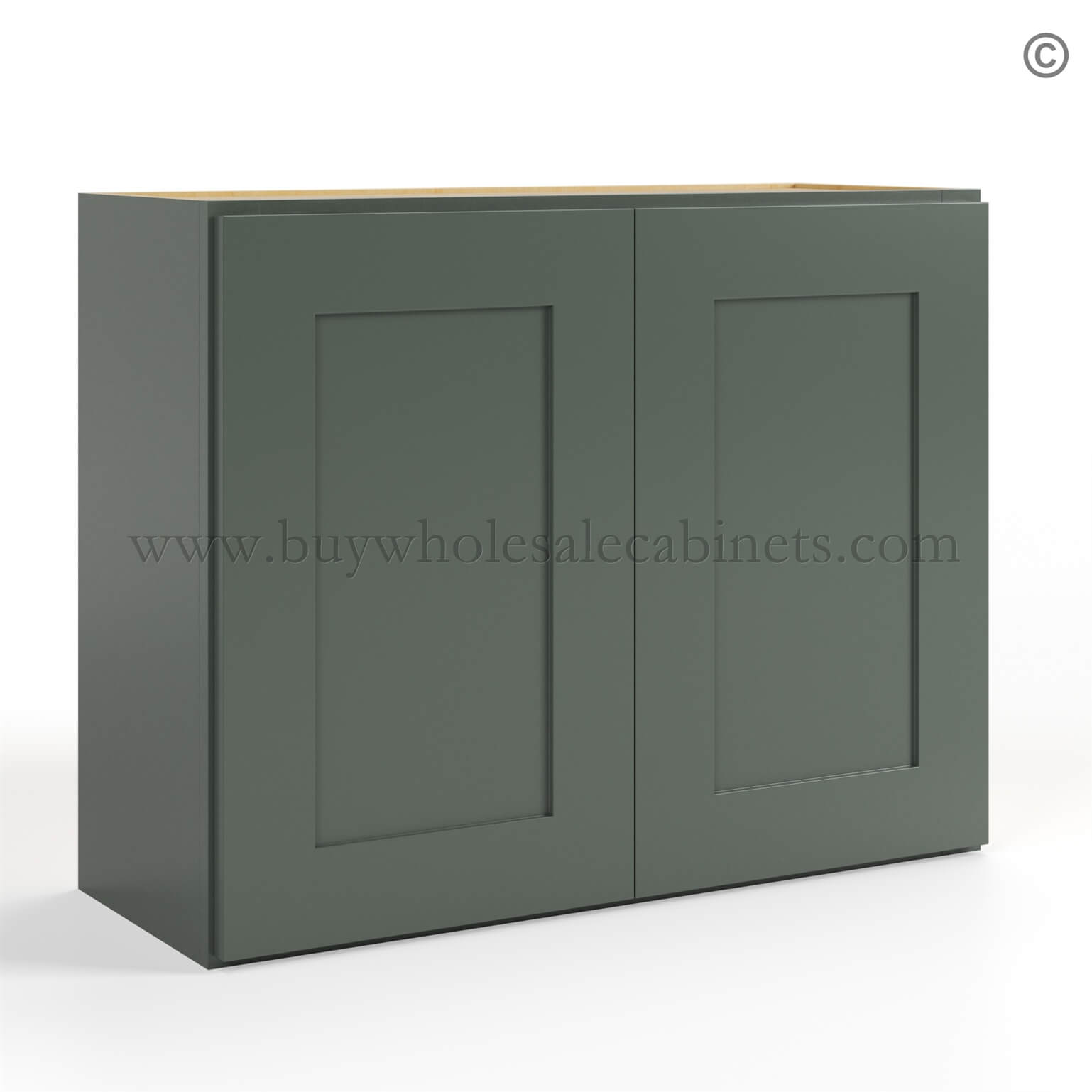 7-green-shaker-wall-cabinet-double-doors-24h-closed-finish-side Green Shaker 24 H Double Door Wall Cabinet, rta cabinets