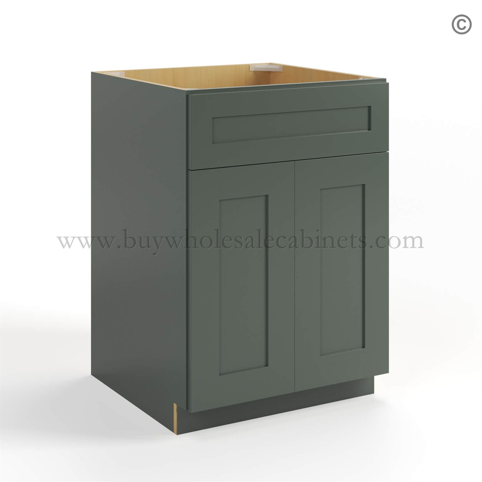 Green Shaker Single Vanity Sink Base Cabinet, rta cabinets