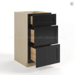 Black Shaker Vanity Three Drawer Base Cabinet - Image 3