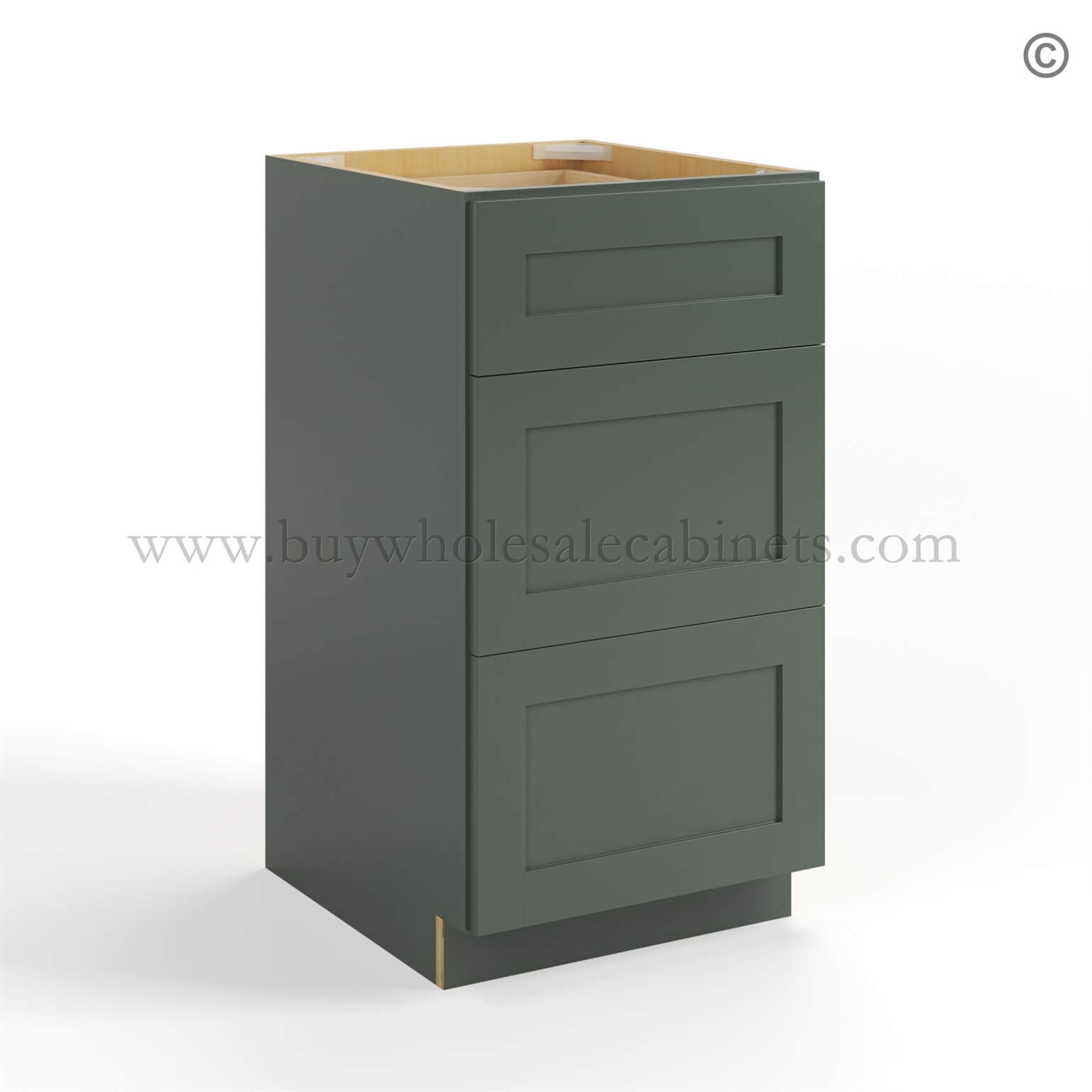 Green Shaker Vanity Drawer Base Cabinet, rta cabinets