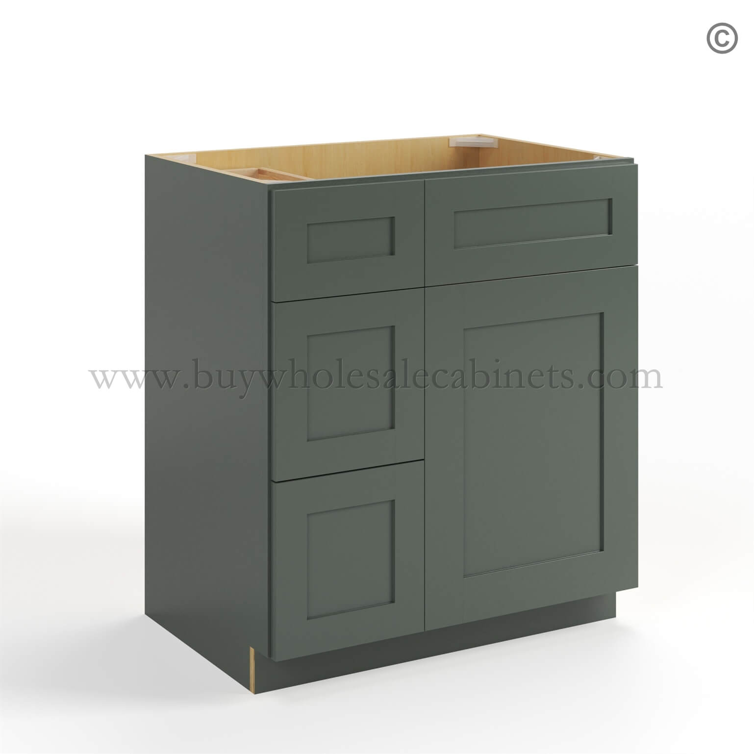 Green Shaker 30 W Vanity Combo with Drawers, rta cabinets