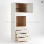 Charleston White Raised Panel 33" W Double Door Oven Pantry Cabinet with Three Drawers - Image 2