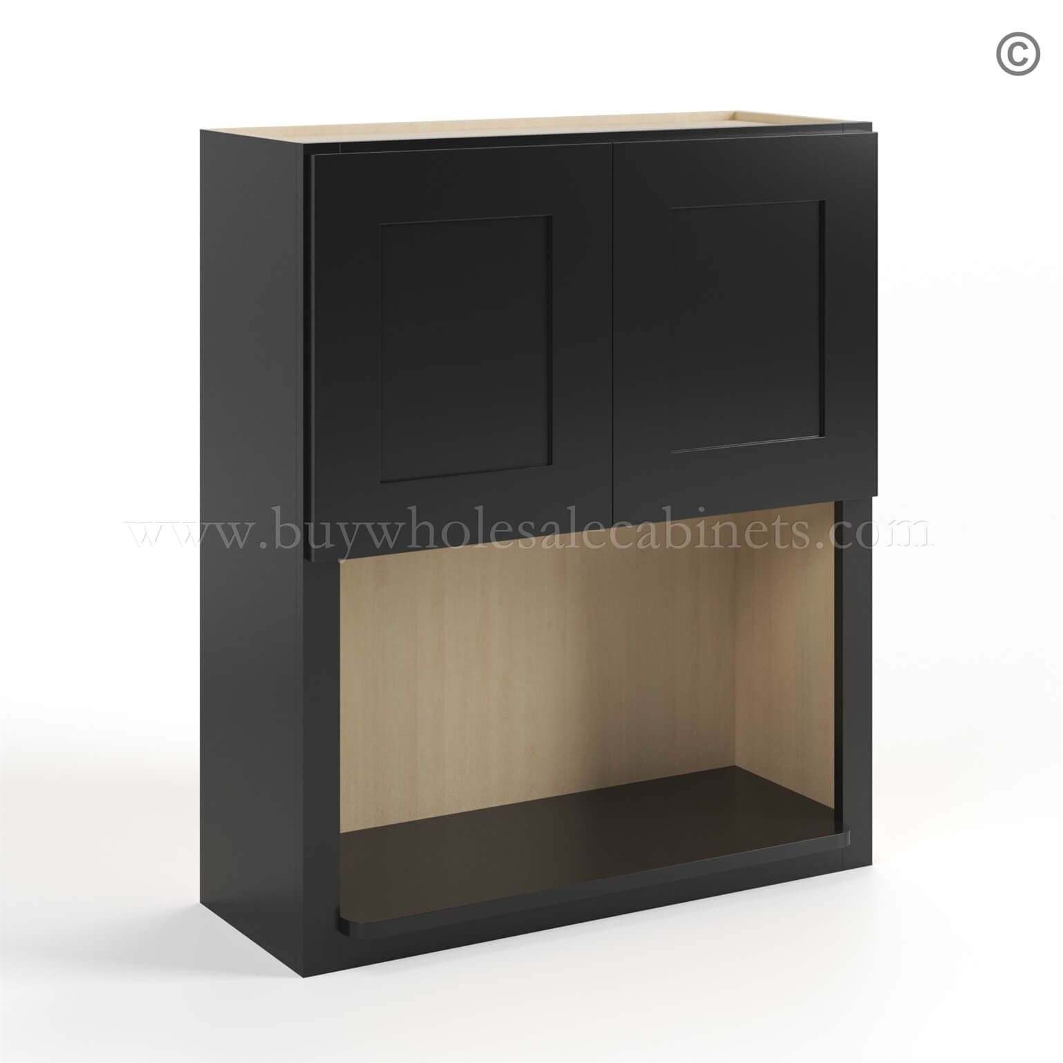 30-black-shaker-microwave-wall-cabinet-30w-closed-finish-side Black Shaker Microwave Wall Cabinet