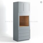 Gray Shaker 30" W Double Door Oven Pantry Cabinet with Three Drawers