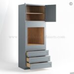 Gray Shaker 30" W Double Door Oven Pantry Cabinet with Three Drawers - Image 2