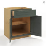 Green Shaker Base Cabinet with Double Doors & Single Drawer - Image 3