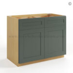Green Shaker Base Cabinet with Double Doors and Drawers - Image 2