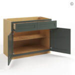 Green Shaker Base Cabinet with Double Doors and Drawers - Image 3