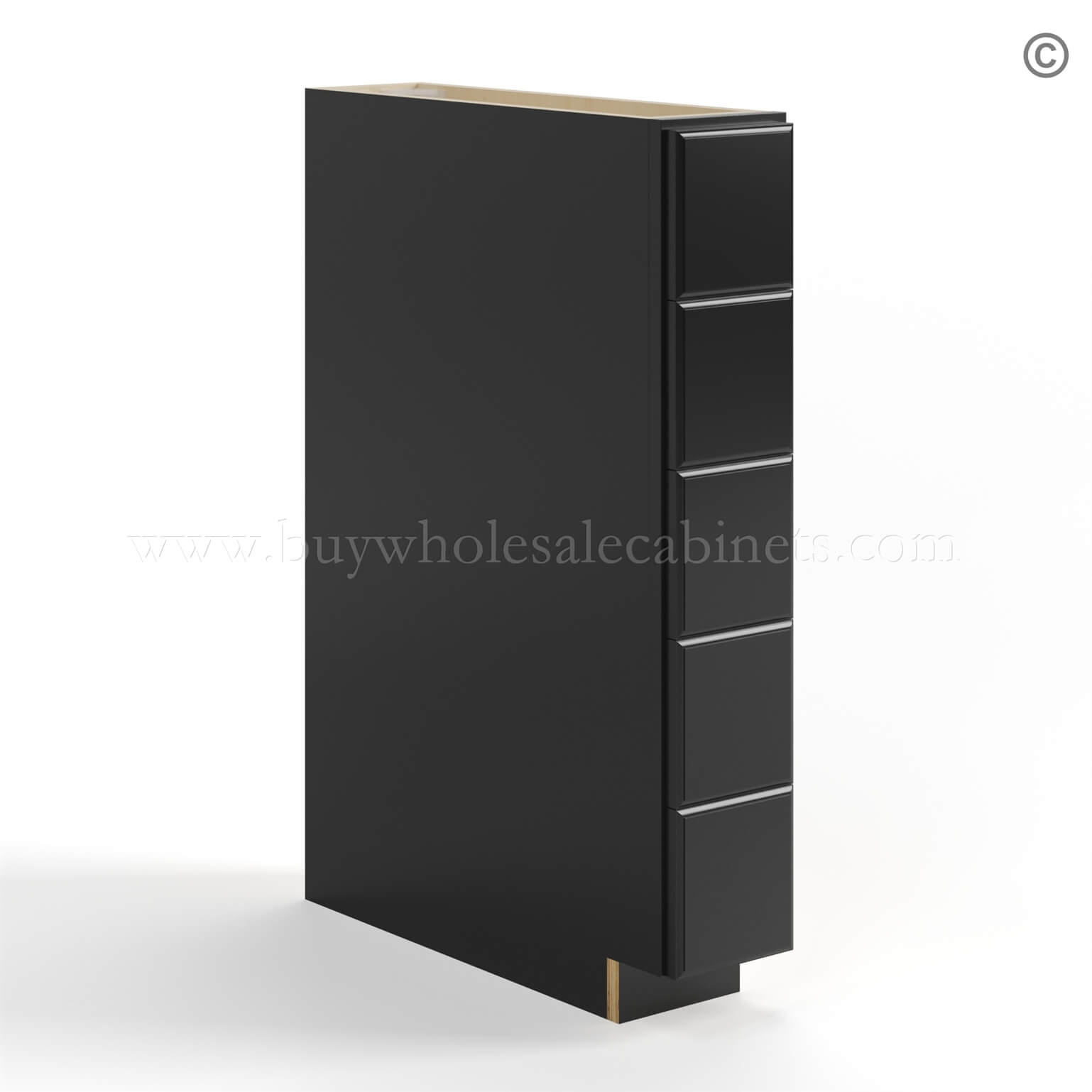66-black-shaker-base-spice-drawer-closed-finish-side (1) Black Shaker Base Spice Cabinet with 5 Drawers