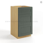 Green Shaker Vanity Three Drawer Base Cabinet - Image 2
