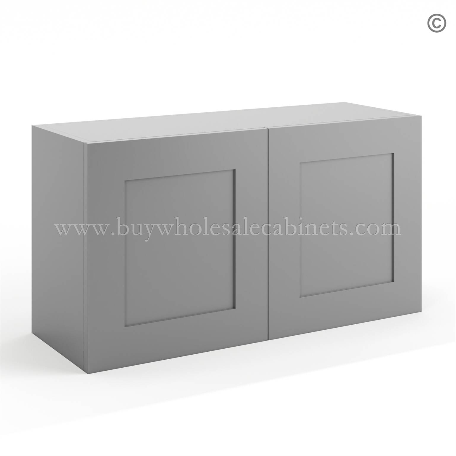 22-stom-gray-12”-deep-two-doors-wall-cabinets-closed Frameless Graphite Gray Deep Wall Cabinet - 2 Doors No Shelf - 12"D, 30"W - Image 1