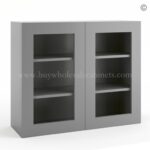 Frameless Graphite Gray Wall Mullion Door 30"H - 2 Door 2 Shelves - Glass And Clips Not Included.