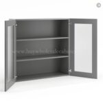 Frameless Graphite Gray Wall Mullion Door 36"H - 2 Door 2 Shelves - Glass And Clips Not Included. - Image 4