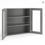 Frameless Graphite Gray Wall Mullion Door 36"H - 2 Door 2 Shelves - Glass And Clips Not Included. - Image 2