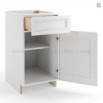 Frameless White Deco Base Cabinet - 1 Drawer, 1 Door, 1 Shelf - Image 2