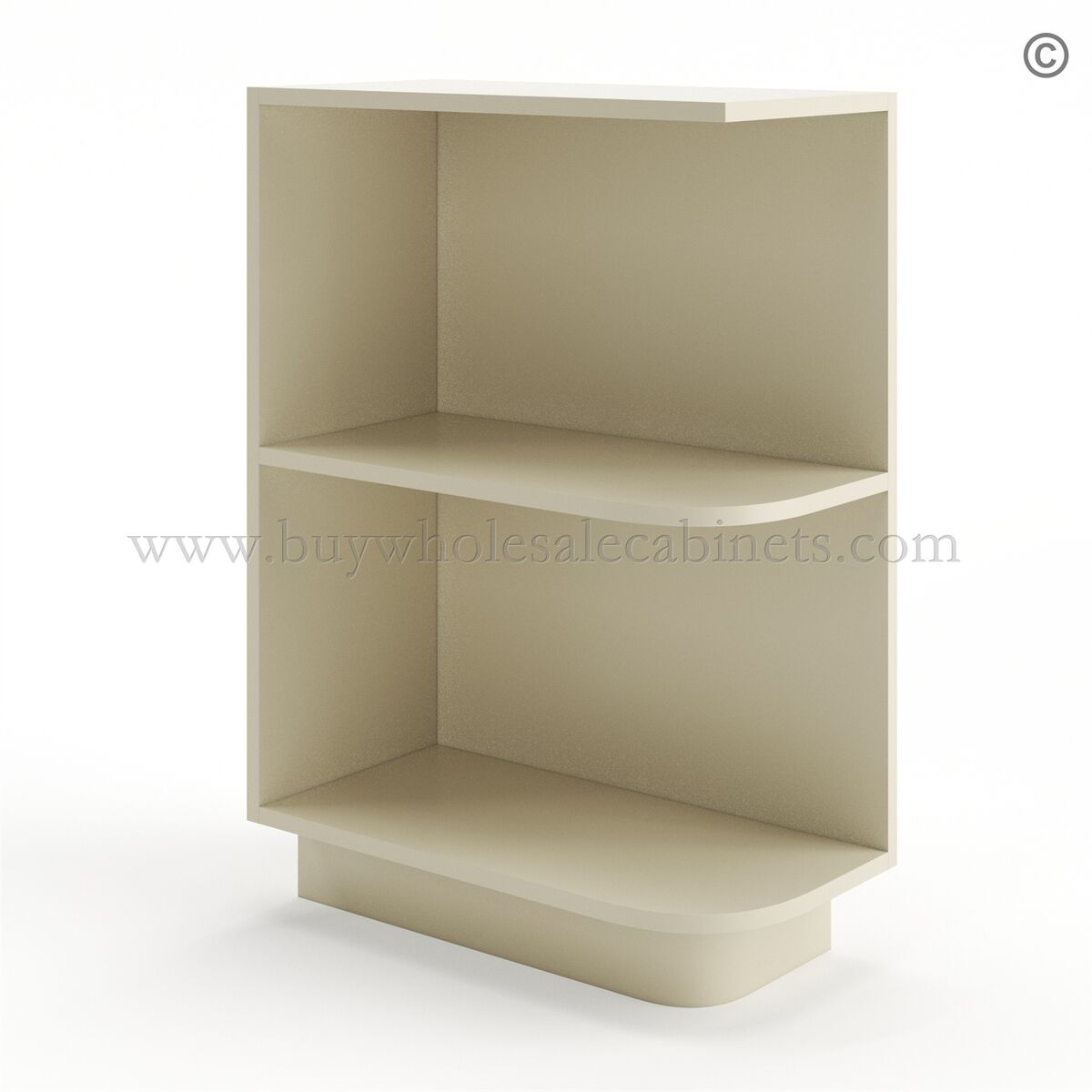 15-ivory-white-shaker-open-end-base-shelf-right Frameless Ivory White Base Open End Shelf - Image 1